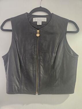 Element Leather Zip Vest in Black